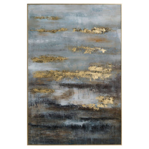 Large Abstract Grey And Gold Glass Image With Gold Frame | Harvey Bruce Blinds, Shutters & Interiors 
