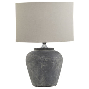 Amalfi Grey Table Lamp With Linen Shade | Harvey Bruce Blinds, Shutters & Interiors 