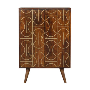 Chestnut Gold Inlay Abstract Cabinet-Harvey Bruce Interiors