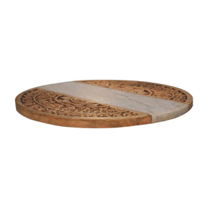 Round Marble and Carved Wood Chopping Board | Harvey Bruce Blinds, Shutters & Interiors 