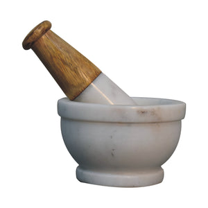 Large Wood & Marble Pestle and Mortar | Harvey Bruce Blinds, Shutters & Interiors 