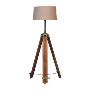 Brass Plated and Wooden Teak Floor Lamp | Harvey Bruce Blinds, Shutters & Interiors 