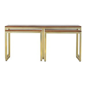 Solid Wood & Iron Gold Base Table Set of 3 | Harvey Bruce Blinds, Shutters & Interiors 