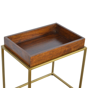 Chestnut Butler Tray Table with Gold Base | Harvey Bruce Blinds, Shutters & Interiors 