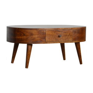 Chestnut Rounded Coffee Table | Harvey Bruce Blinds, Shutters & Interiors 
