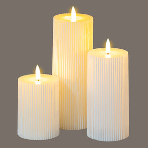 Luxe Collection Natural Glow 3x4 Textured Ribbed LED Candle