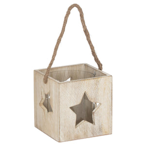 Washed Wood Large Star Tealight Candle Holder