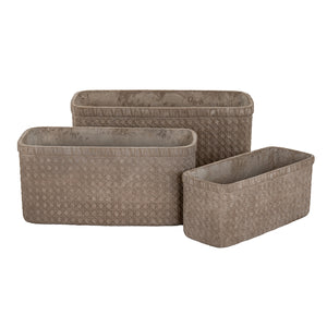 Umber Weave Rectangular Set Of 3 Planters