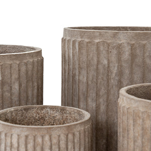 Umber Fluted Cylinder Set Of 4 Planters