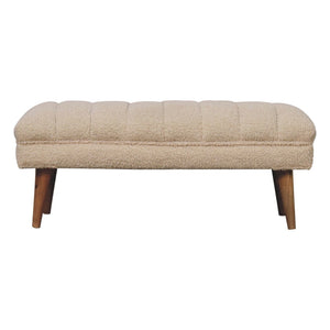 Cream Boucle Puffer Bench