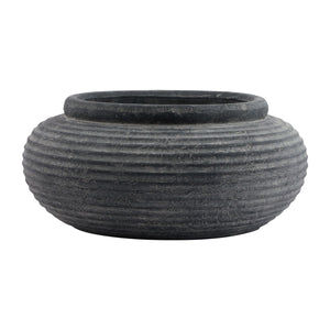 Amalfi grey ribbed planter featuring a stylish round design for modern home décor