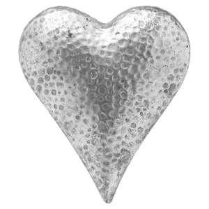 Aspen decorative heart ornament in silver finish with a textured surface for home decor