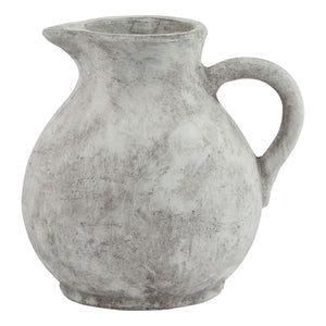 Athena Jug decorative vase in a rustic gray finish with a curved handle for stylish home decor