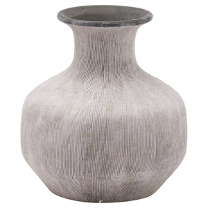 Bloomville squat stone vase in textured gray finish, ideal for modern home decor
