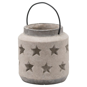 Bloomville stone star lantern with star cutouts for decorative lighting in any space