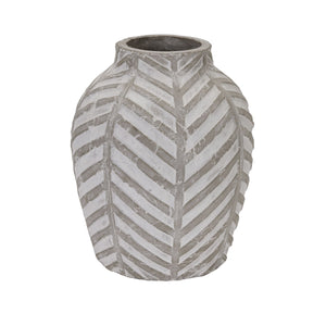 Bloomville stone vase with a textured leaf pattern, perfect for home decor and floral arrangements
