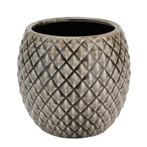 Stylish grey diamond planter with a textured geometric design, perfect for indoor plants