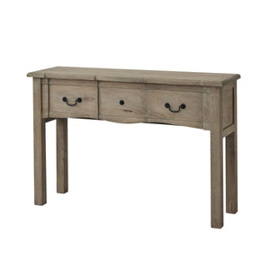 Copgrove Collection console table in a rustic finish with two drawers and elegant metal handles