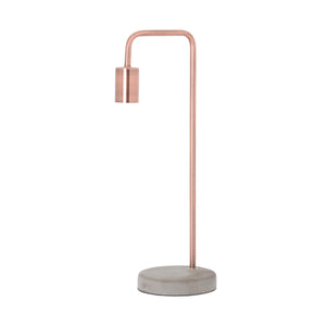 Copper industrial lamp with a sleek design and concrete base for modern decor