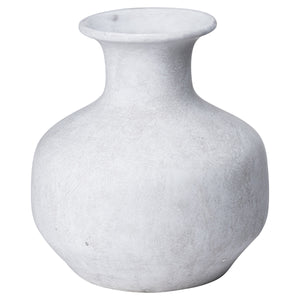 Darcy squat stone vase in white finish, perfect for adding a modern touch to any decor