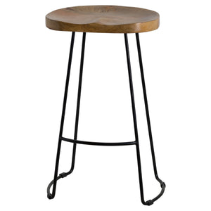Franklin hardwood bar stool with a sleek metal frame and natural wood seat for modern decor