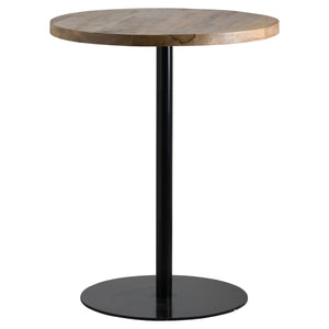 Franklin hardwood bar table with a round top and sturdy black metal base for modern dining spaces
