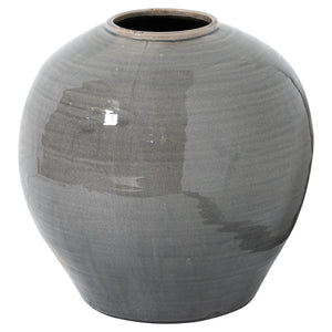 Garda grey glazed vase with a smooth, round shape perfect for home decor