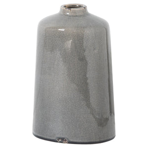 Elegant grey glazed ceramic vase with a smooth finish and modern design for home decor