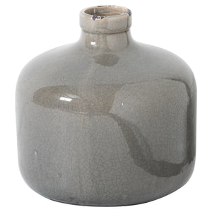 Stylish grey glazed ceramic vase with a smooth finish, perfect for home decor.