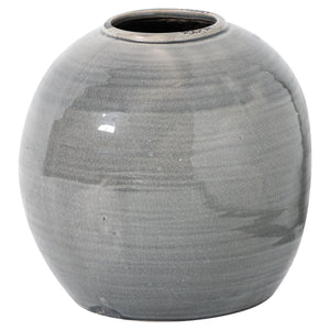 Harvey Bruce grey glazed ceramic vase with a smooth, rounded shape for elegant home decor