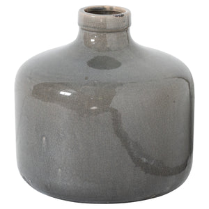 Stylish grey glazed chive vase with a rounded shape and glossy finish for modern decor