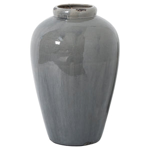 Harvey Bruce grey glazed tall vase with a smooth, elegant finish for modern decor