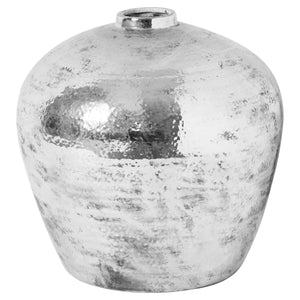Hammered silver astral vase with a unique finish for modern home decor styling