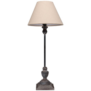 Incia stem table lamp with a classic design and beige fabric shade for elegant lighting