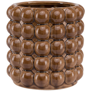 Large caramel bubble planter with a textured surface and glossy finish for stylish home decor