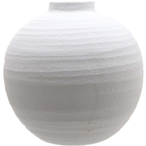 Large matt white ceramic vase with a textured surface for modern home decor
