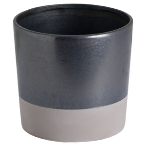 Large metallic grey ceramic planter with a sleek design and matte finish for home decor