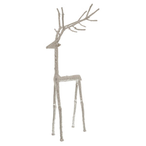 Large silver stag ornament with detailed antlers, perfect for home decor and festive settings
