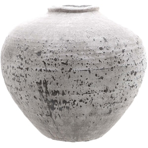 Large stone ceramic vase featuring a textured gray finish ideal for home décor