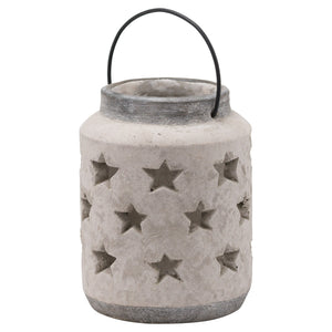 Large stone star lantern with cut-out star design for outdoor and indoor decoration