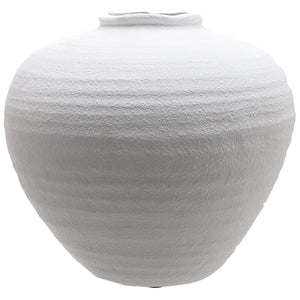 Large white ceramic vase with textured surface, ideal for home decor and floral arrangements