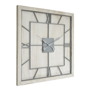 Large white square wall clock with a modern design and minimalist gray accents for elegant home decor