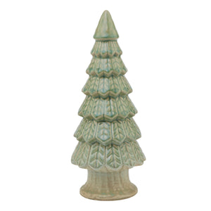 Light green ceramic Christmas tree with detailed leaf design for holiday décor