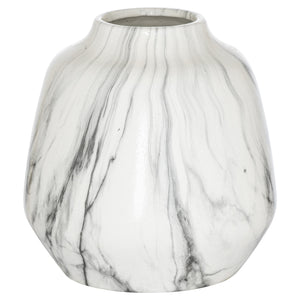 Harvey Bruce marble olpe vase with elegant gray and white marbled design for home decor