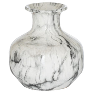 Stylish marble squat vase with unique swirling patterns, perfect for home decor