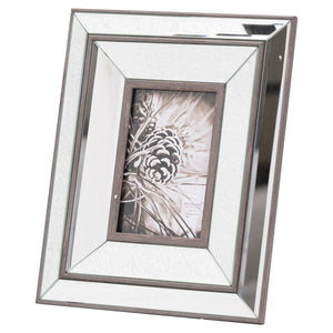 Elegant mirror and wood 4x6 picture frame with a sleek design for displaying cherished photos