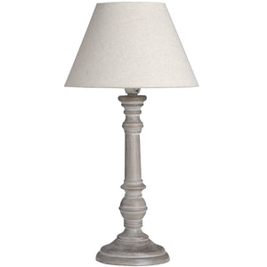 Harvey Bruce Pella table lamp with a light beige shade and textured base for elegant decor