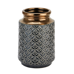 Seville Collection decorative vase with intricate pattern and metallic finish for stylish home decor