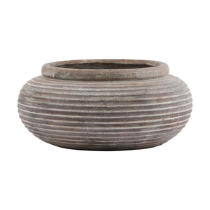 Siena brown ribbed planter with a textured design for indoor or outdoor plants