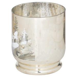 Silver Forest Candle Holder with Elegant Design and Reflective Finish for Home Decor